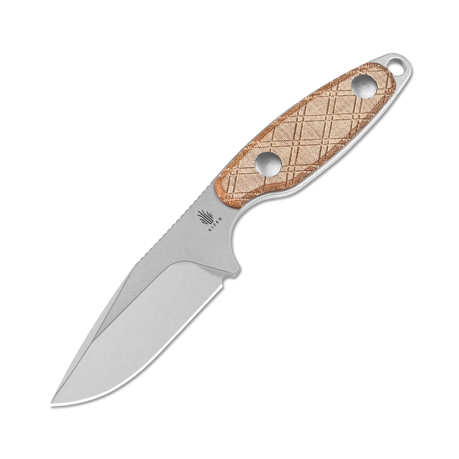 Kizer Muskrat - Brown Micarta, 154CM Steel - Derek Sharon Design Fixed ...